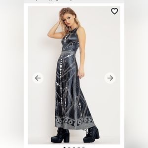 Blackmilk Art Deco Moons Velvet Maxi Dress